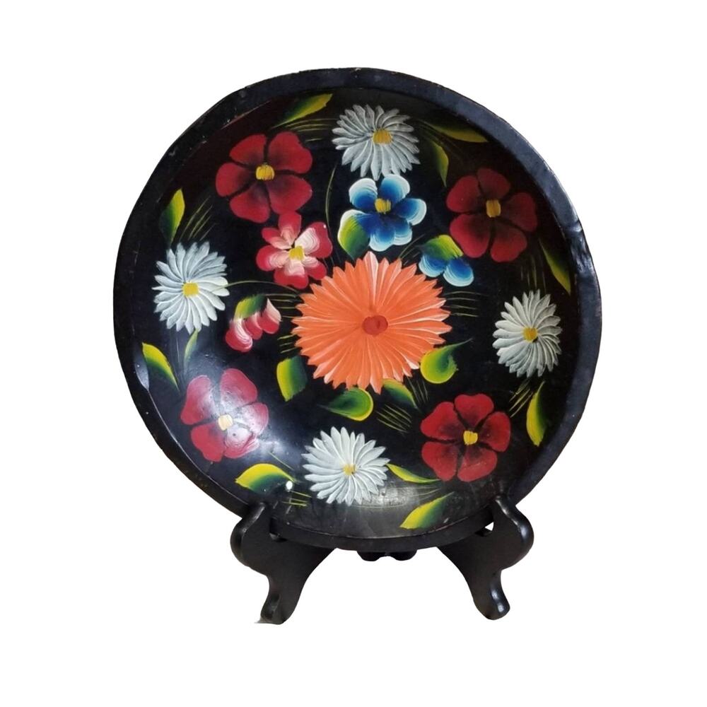 Wooden Bowl Hawaiian Floral